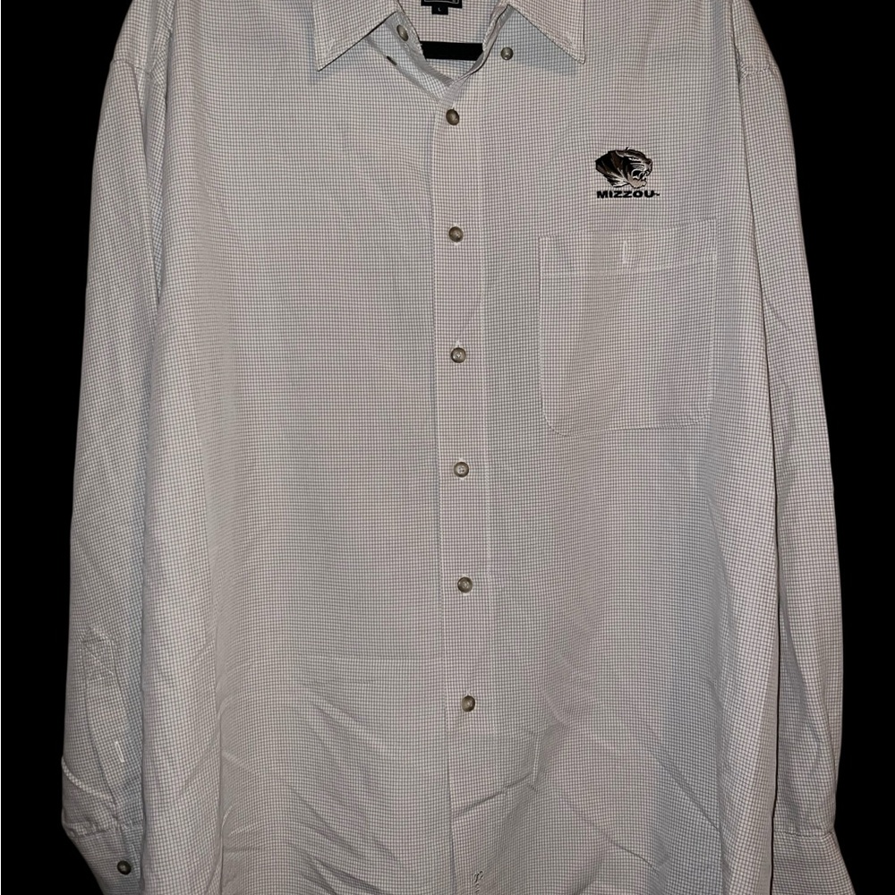 Mizzou Men's White Button-Up Shirt